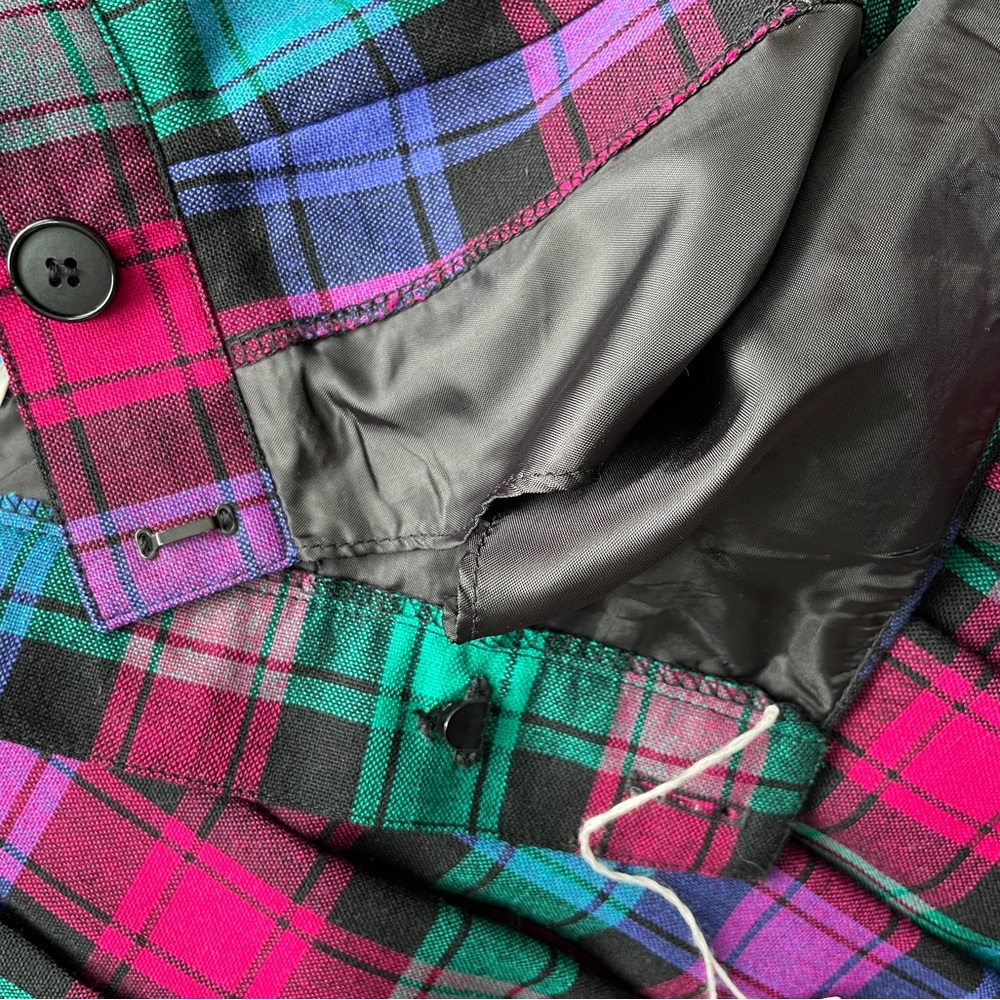 Vintage Prophecy Wool Plaid Pleated Midi Skirt 7/8  Made in USA Tartan - Picture 6 of 8